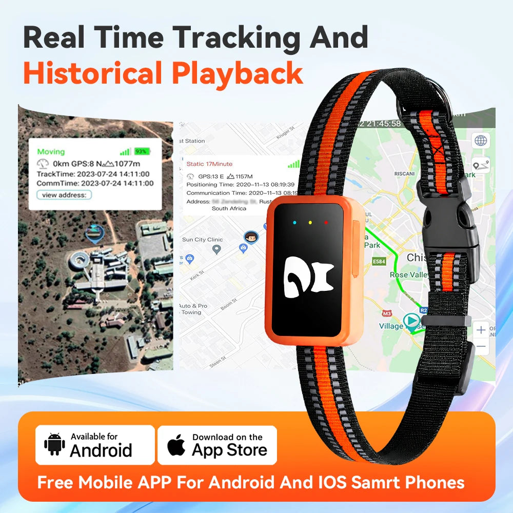 4G Pet GPS Tracker Collar Waterproof Dog Cat Locator with Health Monitor,Geo-Fence,Cold Resistant For iOS Android