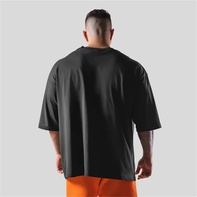 LYFT Oversized Training Men's T-Shirt Design Letters Print T Shirts For Men Loose Fashion Sport Street Casual ClothesTees Tops