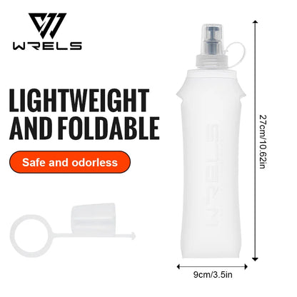 WRELS Soft Water Bottle Collapsible Soft Flask TPU Running Water Bottle Foldable Water Bag BPA-Free Sports Soft Water Flask