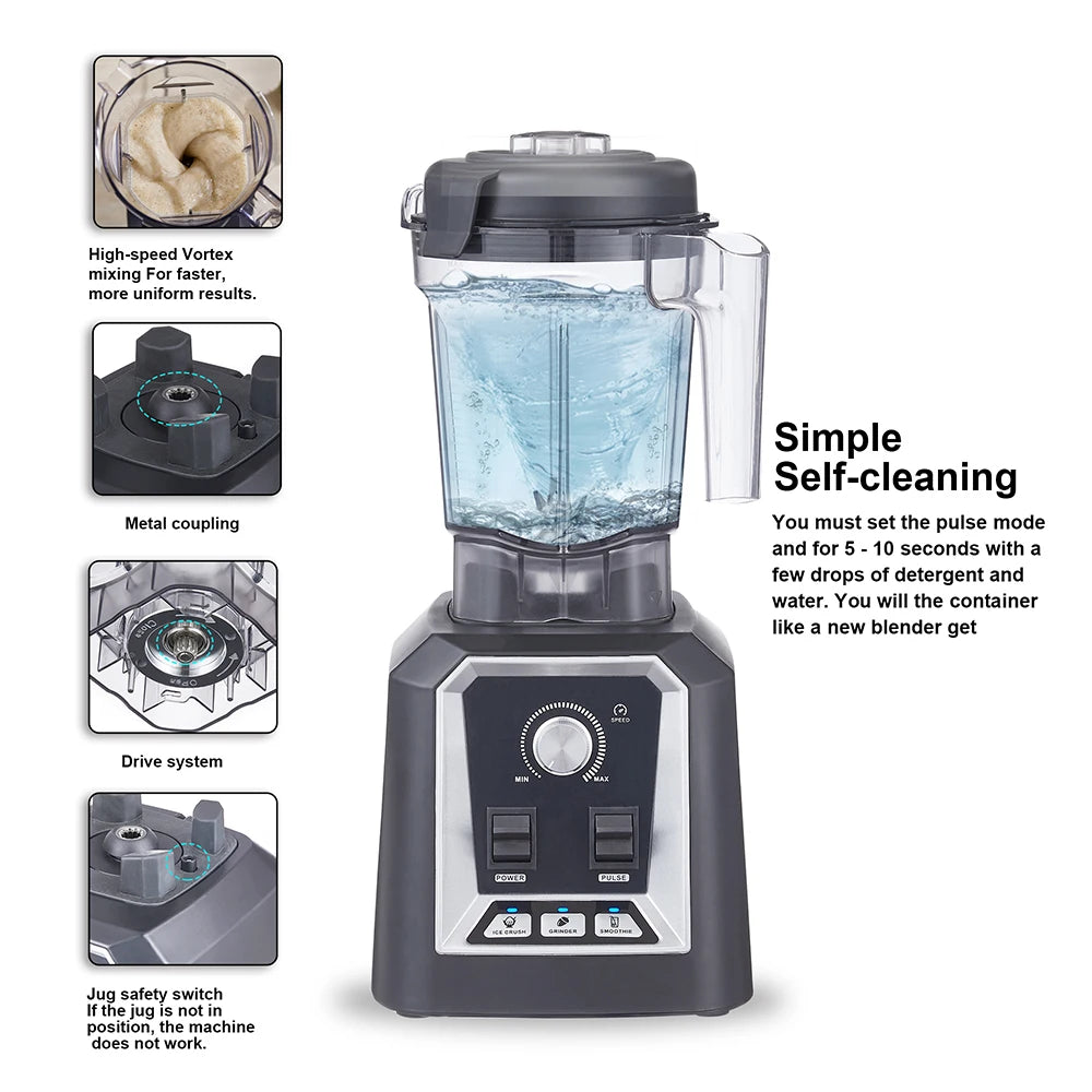 BioloMix Professional Smoothie Blender - BPA-Free 2L Food Mixer  Ice Crusher