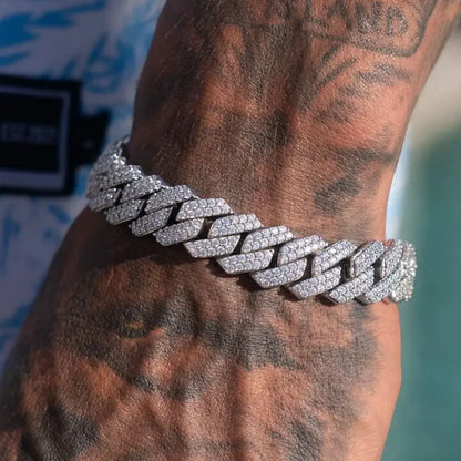 2026 BulingBuling Mens Cuban Bracelet Full Diamond-Rhombus Design - Luxurious Sparkling Jewelry for Him
