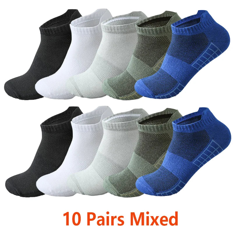 Ankle Socks Men Women - 10 Pairs Breathable Cotton Mesh Running Socks for Summer