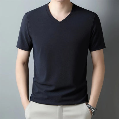 Men's V Neck T-Shirt – Lightweight Summer Shirt With Breathable Waffle Texture