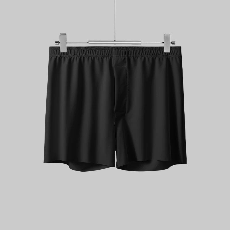 Men's Ice Silk Boxers Shorts Large Size Underwear Man Mid Waist Loose Arrow Pants Boy Home Pajamas Underpants Breathable Panties