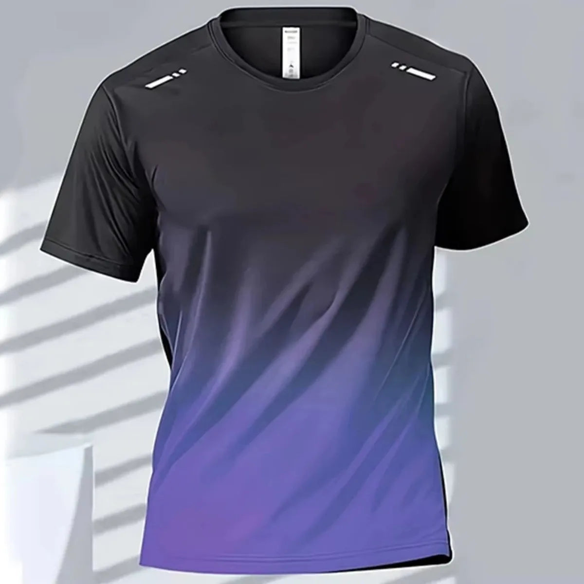 Men's Gradient Print T-Shirt – Breathable Quick-Dry Round-Neck Top