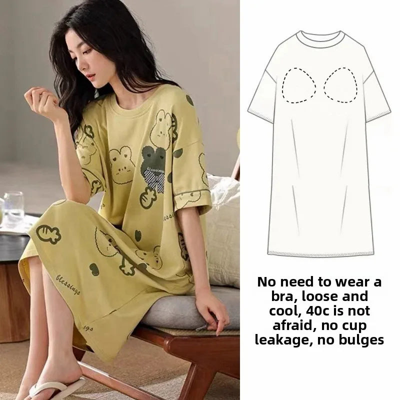 Sleeping Dress Women's Nightwear for Woman Night Clothes Women Sleepwear One Piece Dress Short Sleeve Sleepwear Pyjamas Pajamas