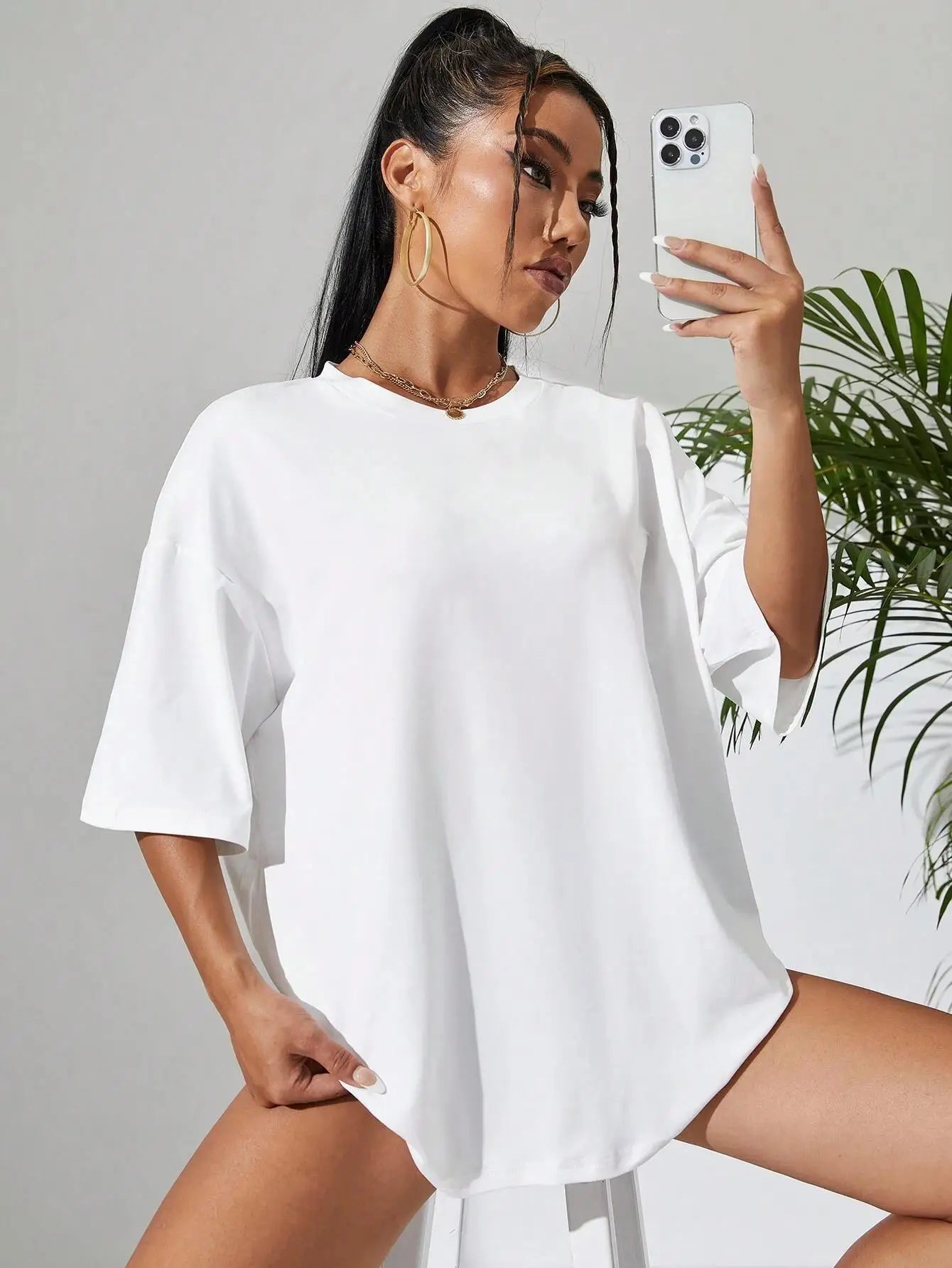 100% Cotton Solid Color Summer Womens T Shirt Street Hip Hop T-Shirts Loose Casual Short Sleeve Comfortable Fashion Tee Tops