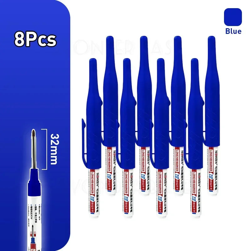 Waterproof Multi-Purpose 32mm Deep Hole Marker Pens - 1-8 Pcs in 4 Colors for Wood Tile Metal  Bathroom Use