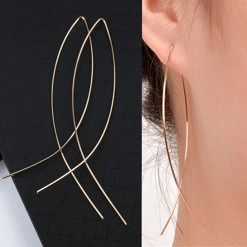 Two-Tone Leaf Drop Earrings – Carbon Zircon Pendant Style