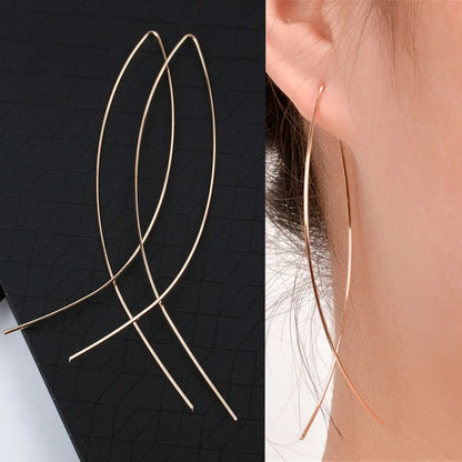 Two-Tone Leaf Drop Earrings – Carbon Zircon Pendant Style