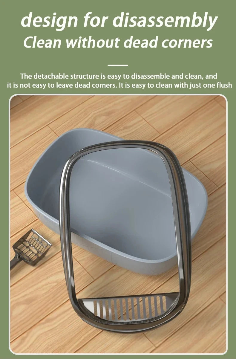 Semi-Enclosed Cat Litter Box - Splashproof Thickened Kitty Tray - ZOOMNSTORE