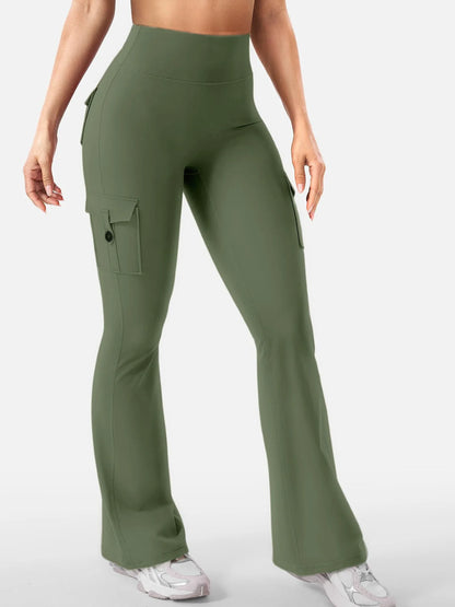 Newest Women Wide Leg High Stretch Yoga Leggings Naked Feeling Compression Fitness Workwear with Pockets Yoga Pant