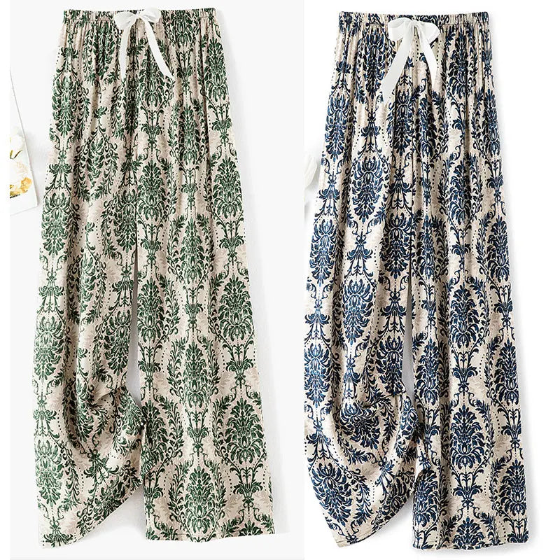 Women Cotton Casual Trousers Summer Loose Pajamas Home Pants Thin Wide Leg Pants Fashion Oversized Sleep Bottoms Korean Pants