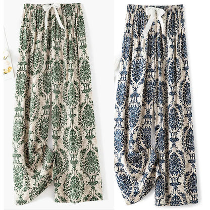 Women Cotton Casual Trousers Summer Loose Pajamas Home Pants Thin Wide Leg Pants Fashion Oversized Sleep Bottoms Korean Pants