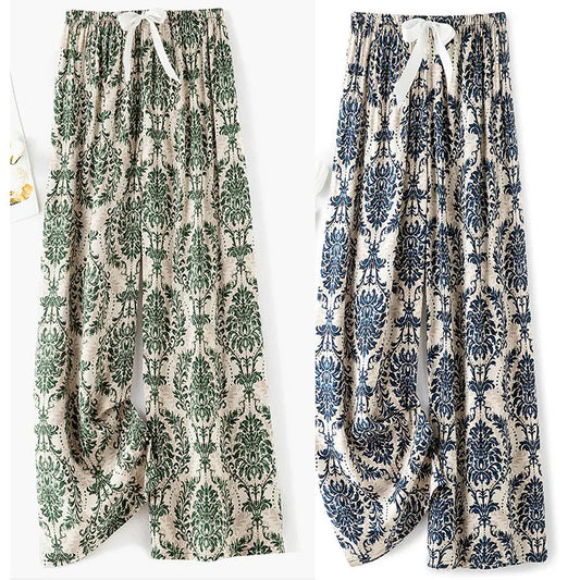 Women Cotton Casual Trousers Summer Loose Pajamas Home Pants Thin Wide Leg Pants Fashion Oversized Sleep Bottoms Korean Pants