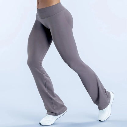 D-logo Vision Flares Women Seamless Gym Yoga Pants High Cross Waist Fashion Sports Leggings Fitness Wide-leg Workout Trousers