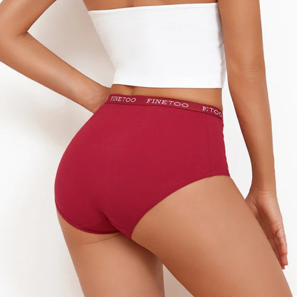 FINETOO 5PCS/Set Cotton High Waist Panties Women's Seamless Breathable Underwear Sexy Stretchy Comfort Briefs Lingerie S-XXL