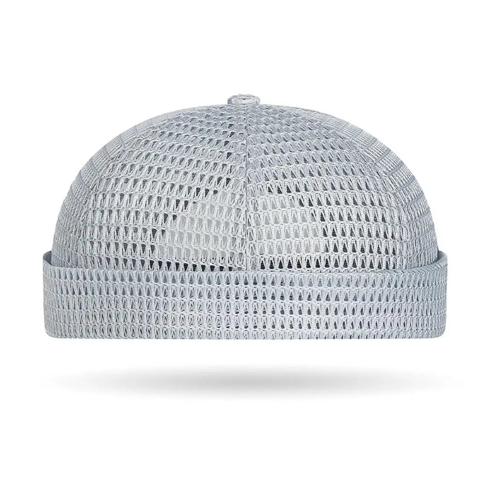 New Mesh Breathable Brimless Melon Skin Hat Summer Ultra-Light Adjustable Docker Beanies Hat Outdoor Hip Hop Sailor Landlord Cap