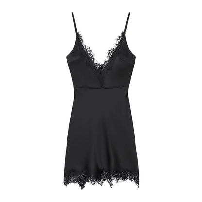 Women Lace Cami Dress - Sleeveless V Neck Mini Summer Dress | Slim Fit Polyester