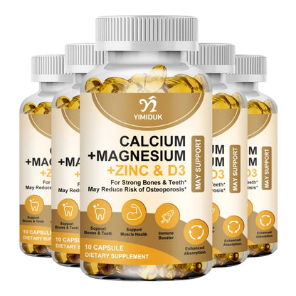 Calcium, Magnesium, Zinc & Vitamin D Capsules - Delicious Bone Health Capsules Supplement for Men, Women & Kids