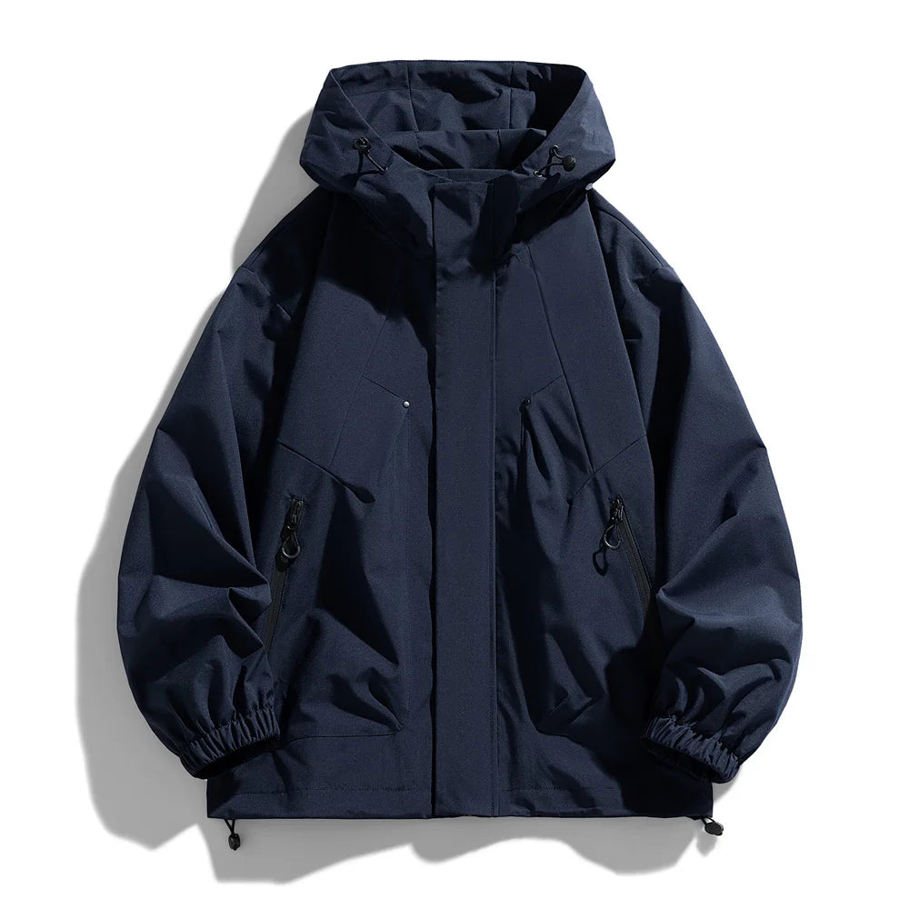Windproof Waterproof Jacket - Plus Size Workwear Coat With Breathable Zipper Closure