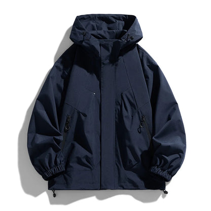 Windproof Waterproof Jacket - Plus Size Workwear Coat With Breathable Zipper Closure