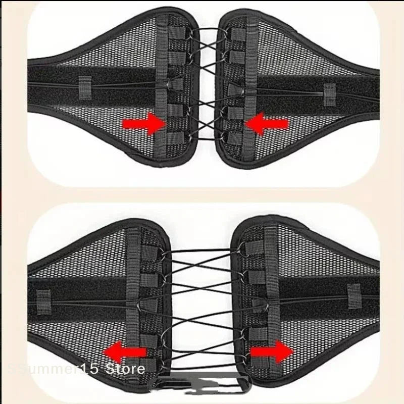 【R】Adjustable Lace Up Lumbar Support Belt Breathable Mesh Waist Brace For Back Pain Relief And Posture Correction
