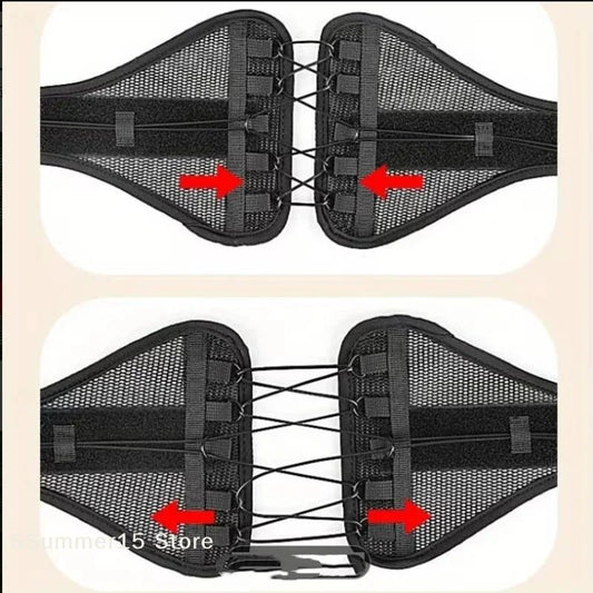 【R】Adjustable Lace Up Lumbar Support Belt Breathable Mesh Waist Brace For Back Pain Relief And Posture Correction