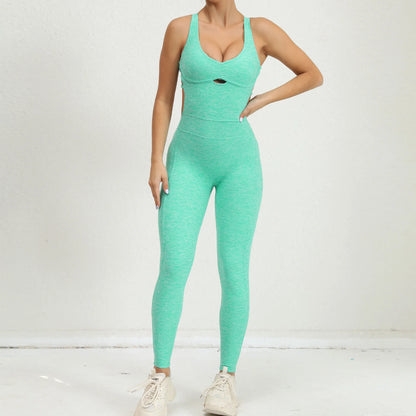 Women Gym Jumpsuit - Backless Fitness Jumpsuit | Breathable Nylon Spandex Blend Activewear