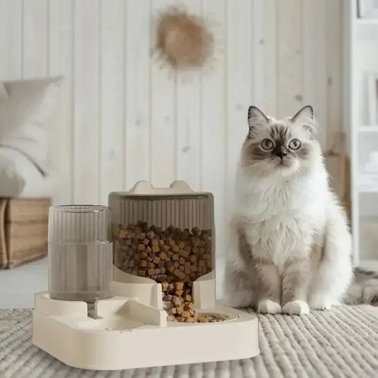 Qq-Cat Feeder And Water Dispenser Self-Feeding Kitten Food Feeder Large Capacity Cat Food Dispenser Multifunctional Pet Food