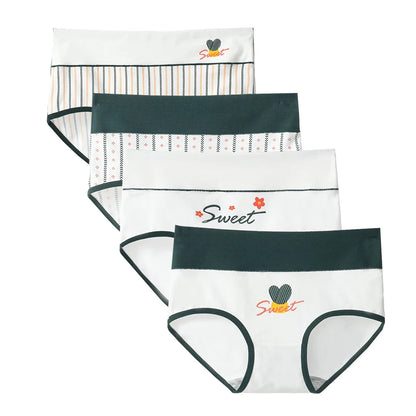 4Pcs/Set High Waist Cotton Panties Women Body Shaper Underwear Fashion Print Panty Girls Briefs Seamless Female Lingerie