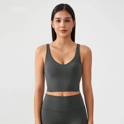 Sports Bra For Women - Breathable Yoga Crop Top With Fixed Chest Pad & U-Shaped Back