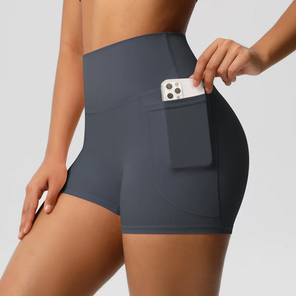 High Waist Workout Shorts – Women Gym Shorts with Pockets, Squat Proof & Quick Drying