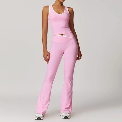 Yoga Workout Set – High Waist Leggings & Sports Bra Outfit | Breathable Fitness Sportswear