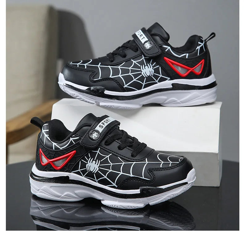 Brand Kids Cartoon Spider Sneakers Boys Comfortable Sports Shoes Outdoor Non-slip Tennis Shoes Lightweight Casual Running Shoes