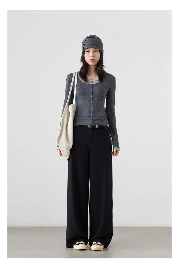 CHIC VEN Women Pants Solid Casual  Slim Straight Leg Suit Wide Leg Ladies Trousers Spring Autumn 2025 Clothing for Woman