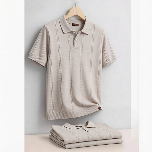 AIOPESON Men's Stripe Golf Polo Shirt Old Money Cool Silk Fabric Short Sleeve Icy Touch Breathable Casual Summer Top