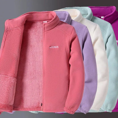 Woman Thickened Zipper Lamb Velvet Sweatshirt Casual Cardigan Embroidery Warm Stand-up Collar Loose Jacket Windproof Sweatshirt