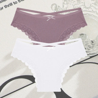 Cotton Panties Women - Sexy Lace Brazilian Briefs Low Waist Breathable Underwear