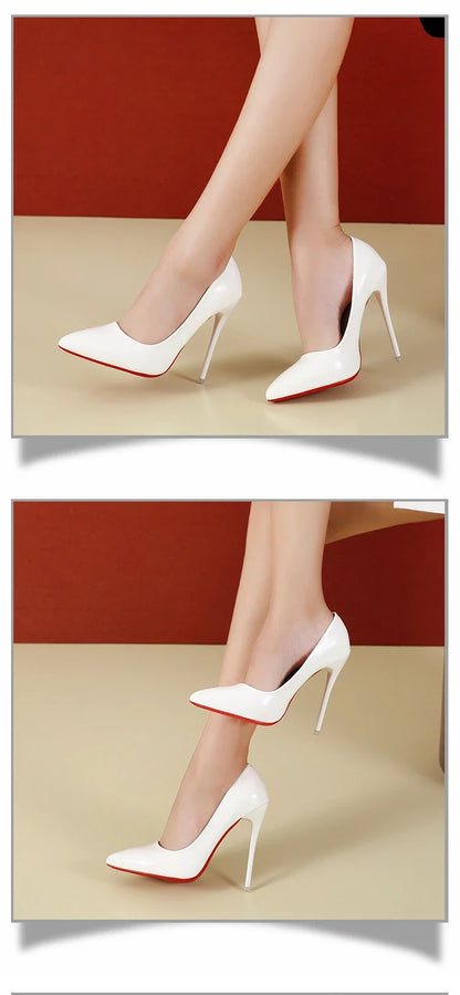 2024 Women Shoes Red High Heels Sexy Pointed Toe 12cm Pumps Wedding Dress Shoes Nude Black Color Red Rubber Bottom High Heels
