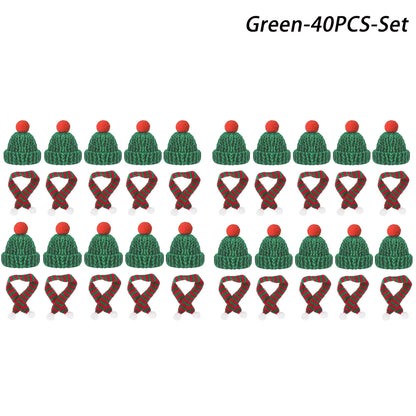 Mini Christmas Hat and Scarf Set - DIY Holiday Party Decoration