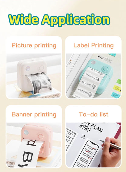 Dolewa D3 Portable Printer Thermal Paper Stickers Paper Mini Printers Labels Maker Printer for Error Printing Photo Printing
