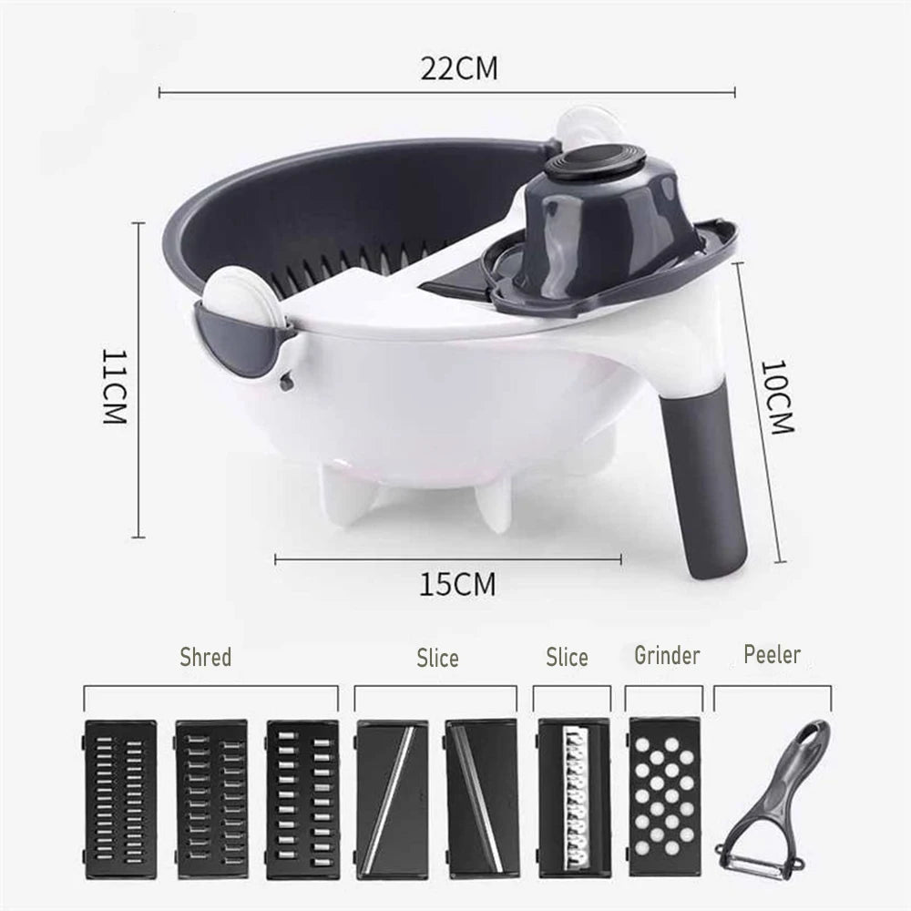 Multi-Functional Vegetable Cutter - 9 in 1 Manual Slicer and Grater Tool - ZOOMNSTORE