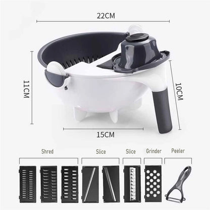 Multi-Functional Vegetable Cutter - 9 in 1 Manual Slicer and Grater Tool - ZOOMNSTORE