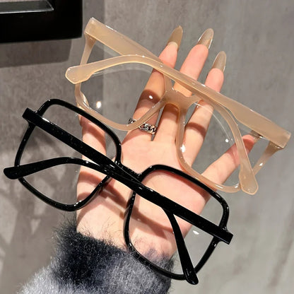 Rectangular Reading Glasses - Large Frame Plastic Eyewear with Transparent Lenses for Office Use