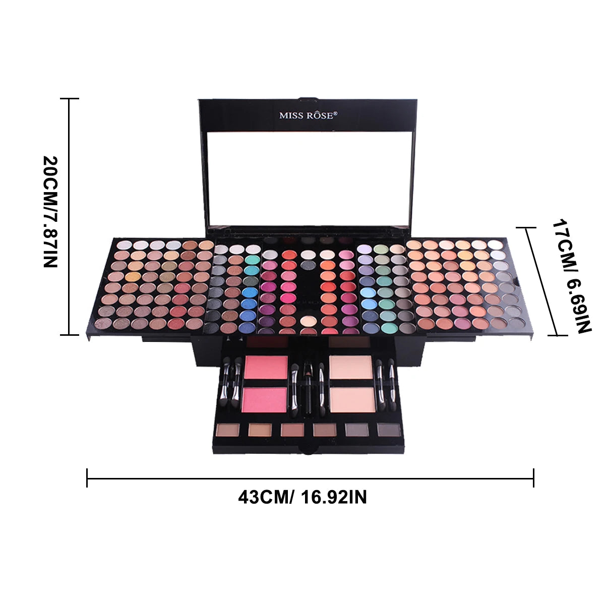 Professional 190-Color Eyeshadow Blush Eyebrow Powder 4-in-1 Makeup Palette with Mirror And Brush Set for Natural Look Makeup