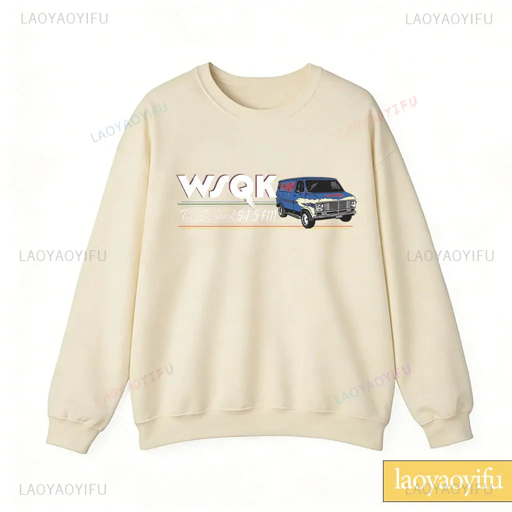 WSQK The Squawk 94.5 FM Radio Sweatshirt Wsqk Unisex Sweatshirts Vintage Sci-fi Crewneck 80s Nostalgic Sweater Retro Shirt Gift