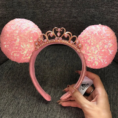 Minnie Mouse Ear Headband - Disney Plush Sequin Accessory for Adults  Kids