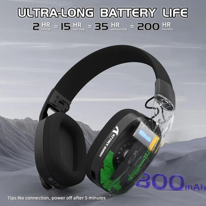 ATTACK SHARK L90 Ultralight Wireless Gaming Headset, BT, 2.4G, 3.5mm Wired, RGB Foldable 7.2 Surround Sound Over-Ear Earmuffs