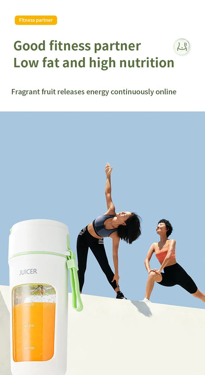Portable Mini Electric Juicer - Multifunction Fruit Blender with 6 Blades Smoothie Maker 1200mAh